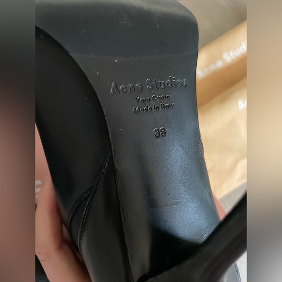 Acne Studios Jemma PointyToe Black Leather Stiletto Heel Bootie - Size 38 (US 8) - Picture 12 of 16